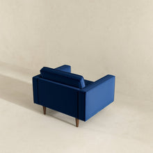 Load image into Gallery viewer, Casey Mid-Century Modern Blue Velvet Lounge Chair