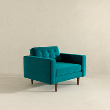 Load image into Gallery viewer, Casey Mid-Century Modern Teal Velvet Lounge Chair