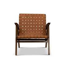 Load image into Gallery viewer, David Genuine Leather Teak Lounge Chair