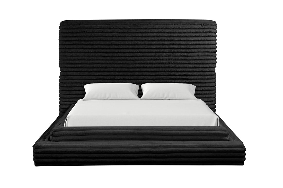 Mariah Black Fabric King Platform Bed