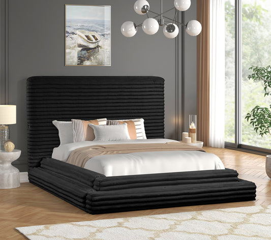 Mariah Black Fabric King Platform Bed