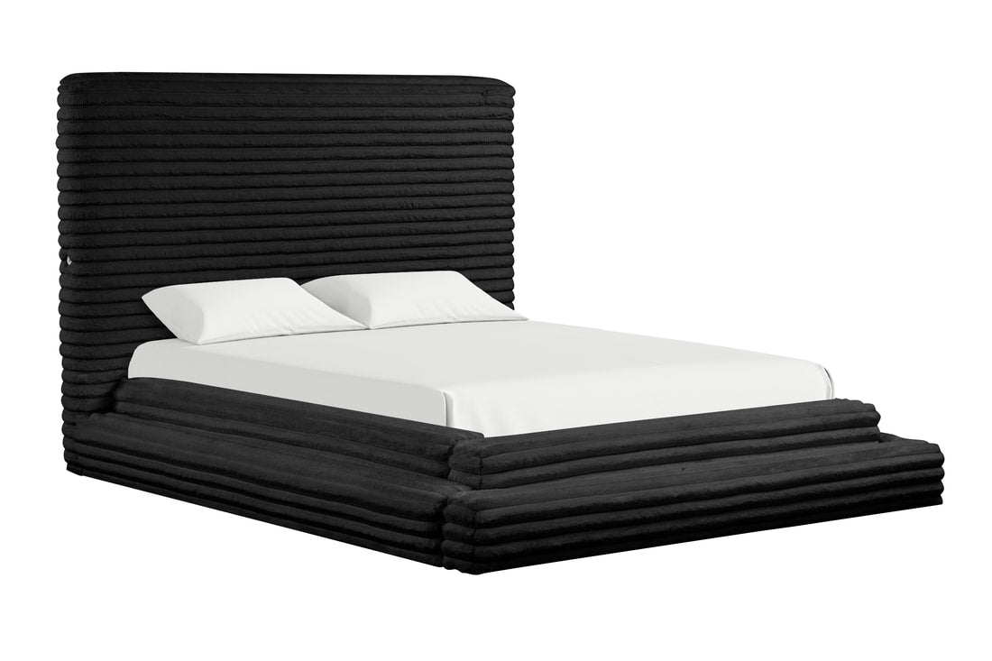 Mariah Black Fabric King Platform Bed
