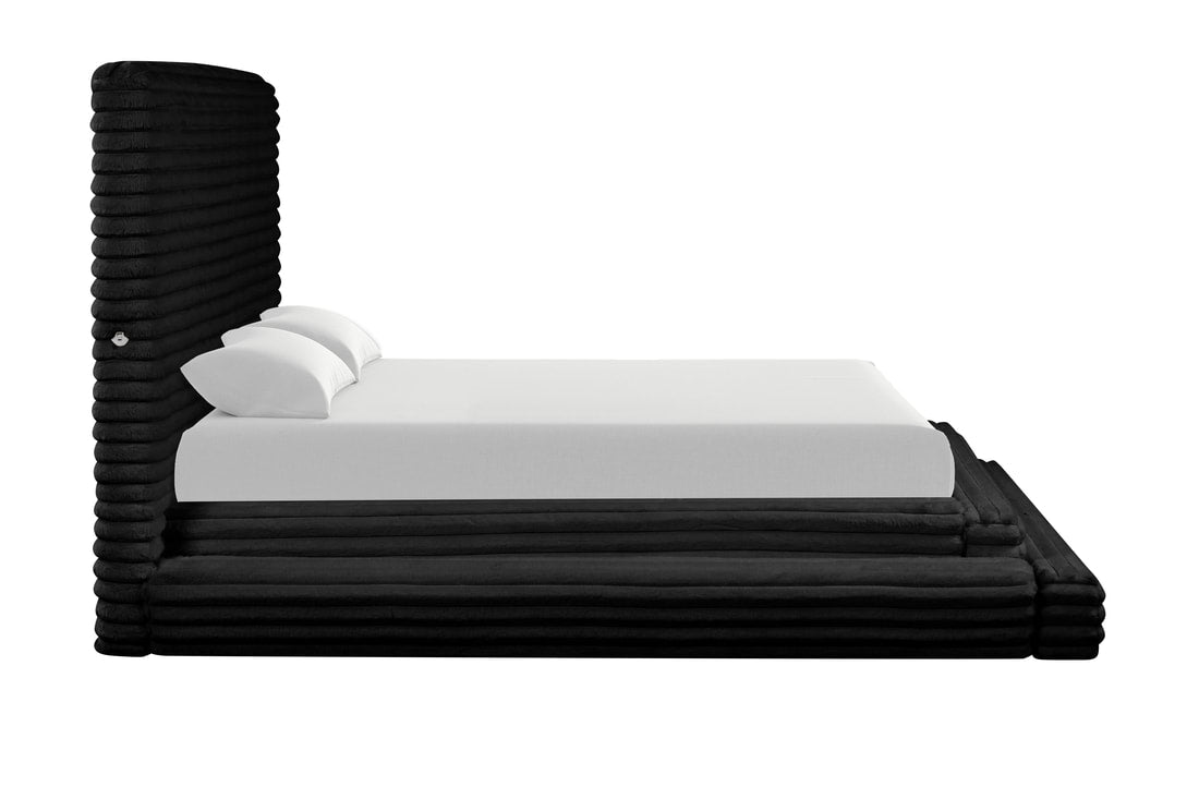 Mariah Black Fabric King Platform Bed