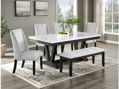 Vance Dove Gray Faux Marble Dining Set 1319