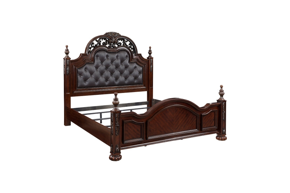 Adelina Cherry Finish Panel Bedroom Set 1468