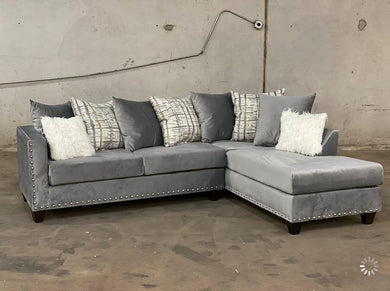 Rosa Grey Velvet Sectional Sofa  200