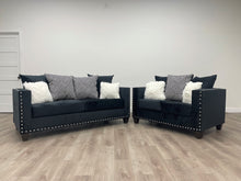 Load image into Gallery viewer, Rosa Black Velvet Sofa and Loveseat 210