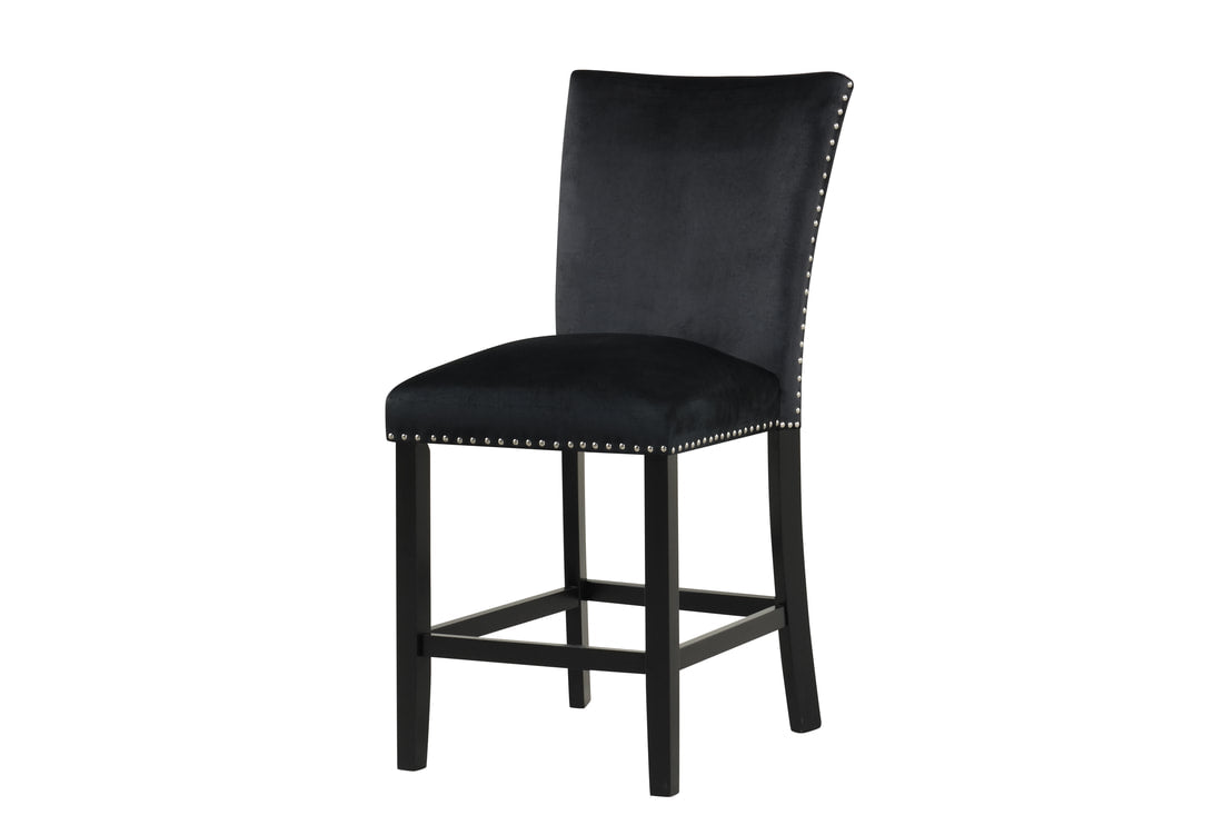 Onyx/Black Velvet 7pc Counter Height Set 2220 (FAUX MARBLE)