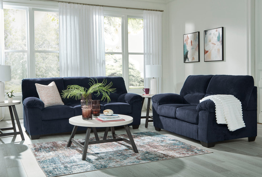 SimpleJoy Navy Sofa and Loveseat 24205