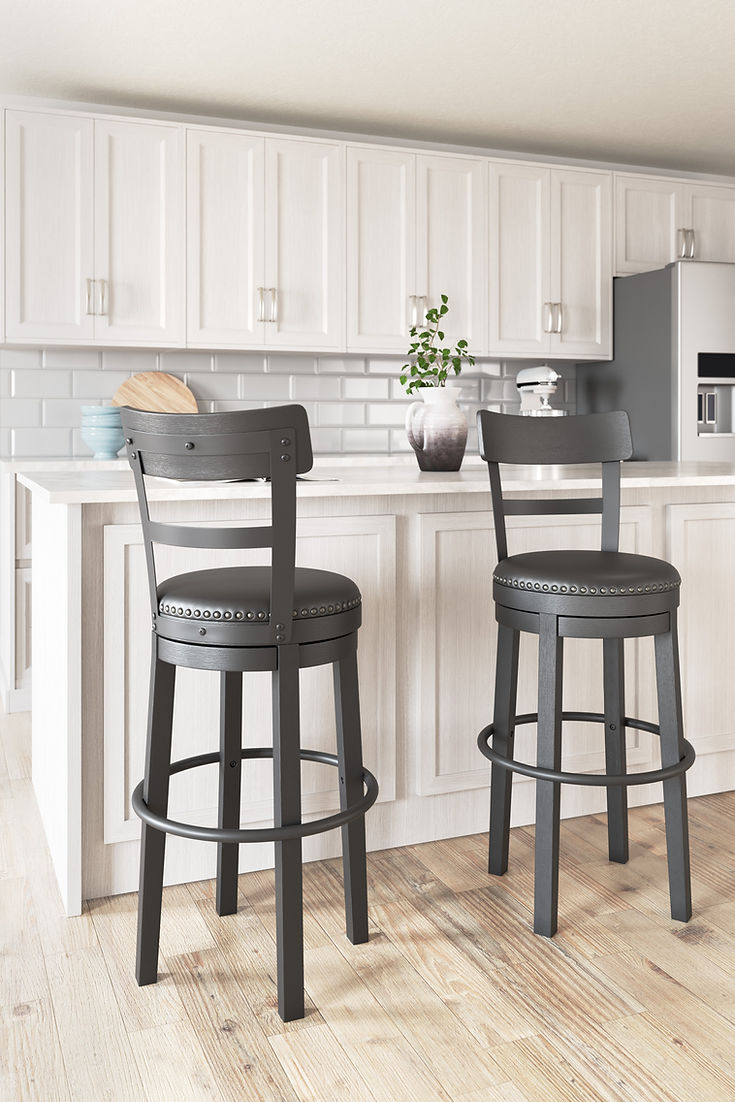 Valebeck Black Swivel Barstool D546