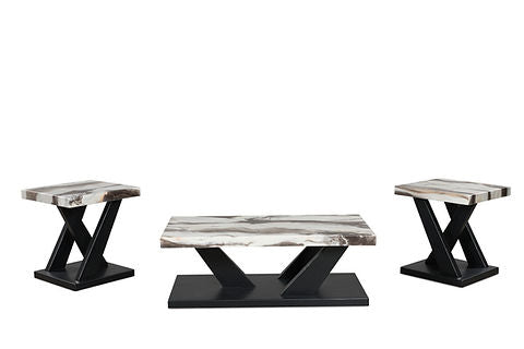 Cendill Dark Brown/White/Black Table (Set of 3) T403