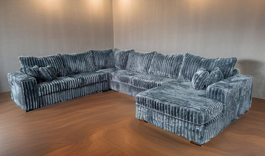 Texan Grey Thick Soft Corduroy OVERSIZED   4pc Sectional S320