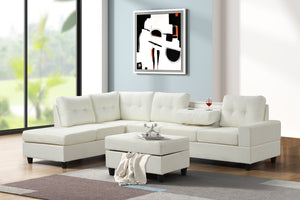 Heights Off White Reversible Sectional with Storage Ottoman