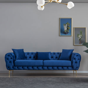 Malia Blue Velvet Chesterfield Sofa