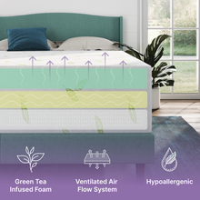 Load image into Gallery viewer, Anula Queen Green Tea Infused 12&quot; Memory Foam Mattress