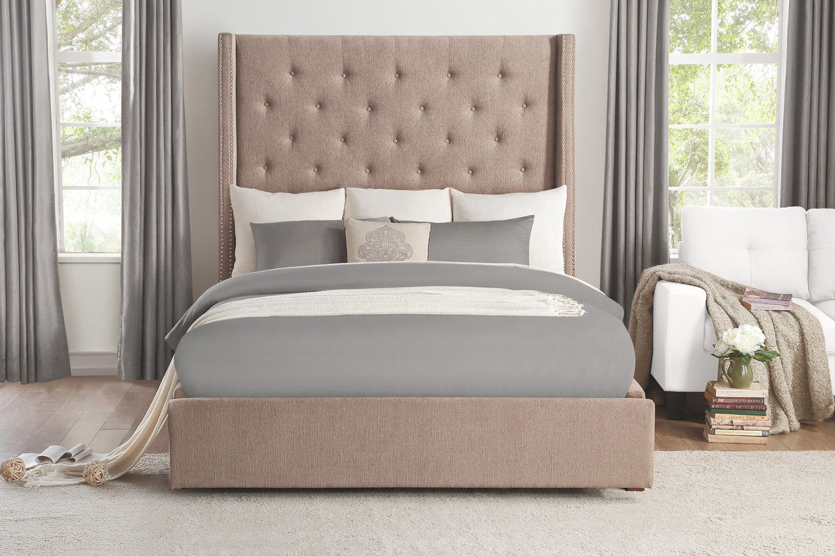Fairborn Brown Tufted King Upholstered Storage Platform Bed 5877