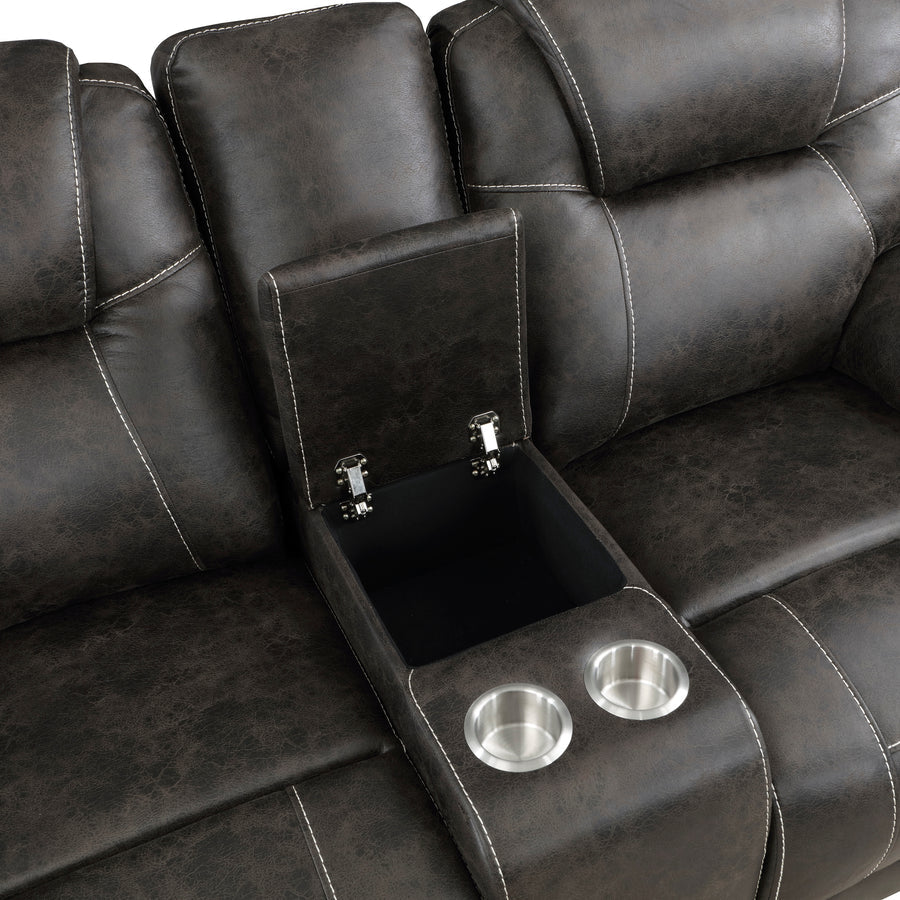 Gainesville Chocolate Microfiber Reclining Living Room Set 8560