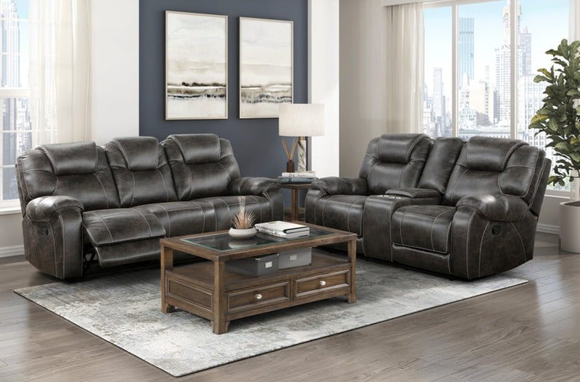 Gainesville Chocolate Microfiber Reclining Living Room Set 8560