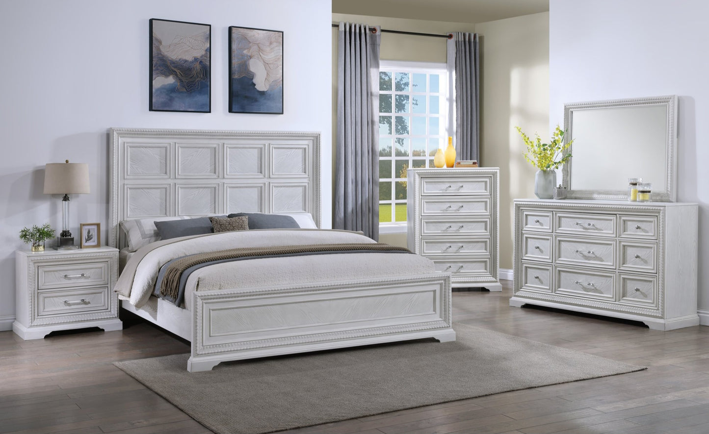 Alexandria Whitewash Panel Bedroom Set B1650