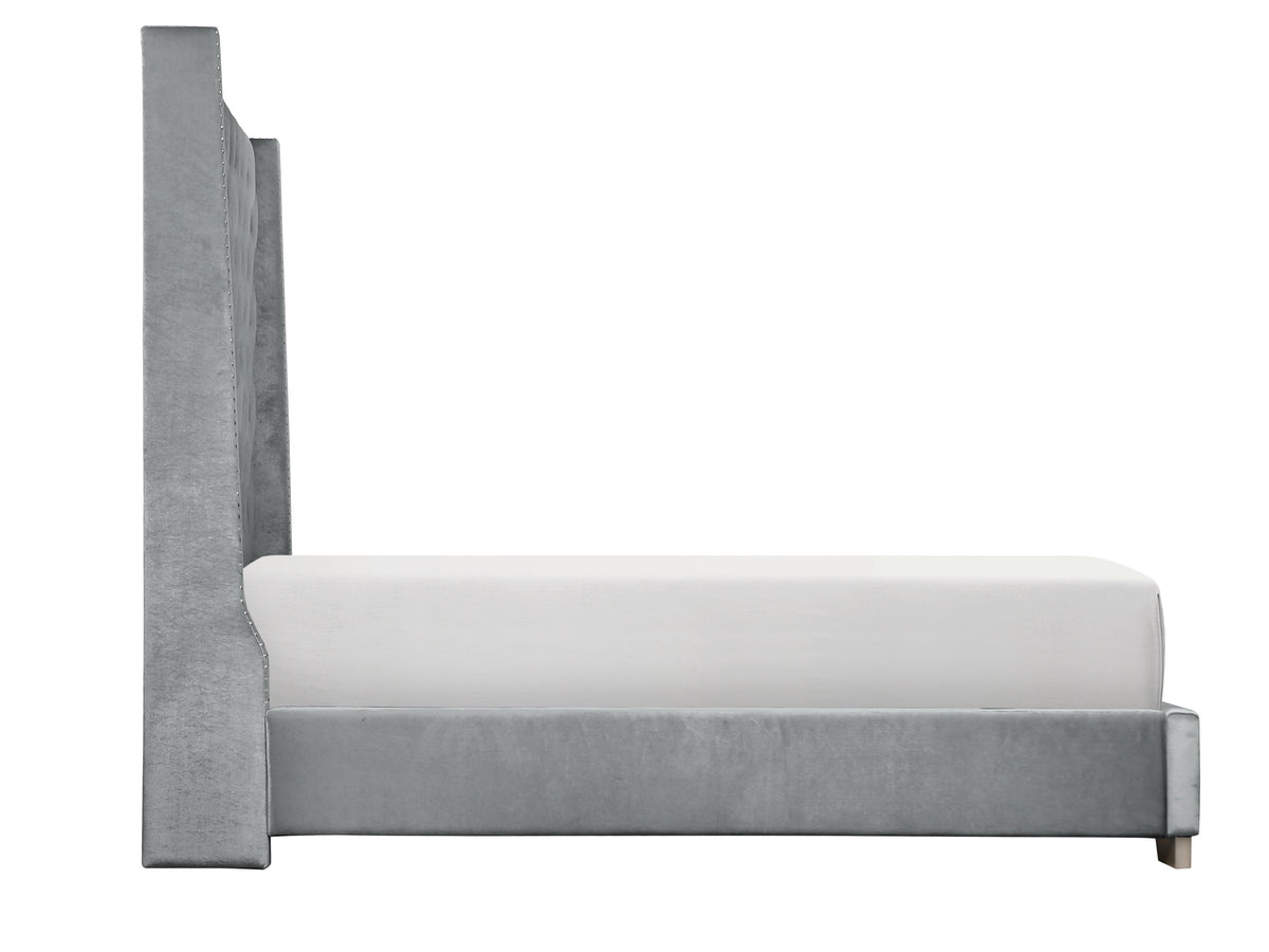 Franco Gray Velvet King Upholstered Bed SH228