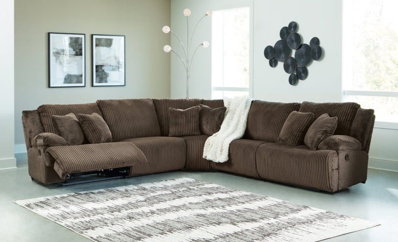 Top Tier Chocolate Reclining Sectional with Chaise 92705