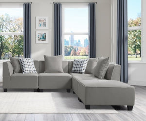 Jayne 5pc Gray Sectional with Ottoman