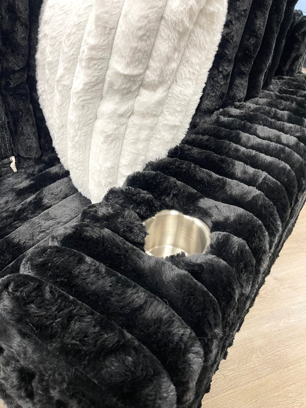 Black OVERSIZED Corduroy Sectional 9600