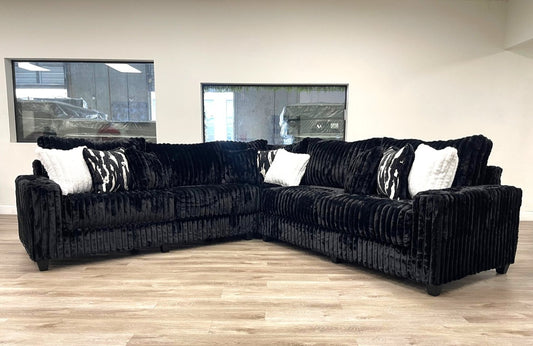 Black OVERSIZED Corduroy Sectional 9600