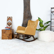 Load image into Gallery viewer, Alistair Yellow Velvet Solid Wood Rocking Chair
