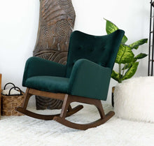 Load image into Gallery viewer, Alistair Green Velvet Solid Wood Rocking Chair