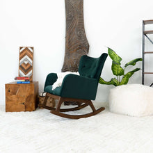 Load image into Gallery viewer, Alistair Green Velvet Solid Wood Rocking Chair