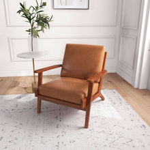 Load image into Gallery viewer, Connor Tan Solid Wood Genuine Leather Lounge Chair