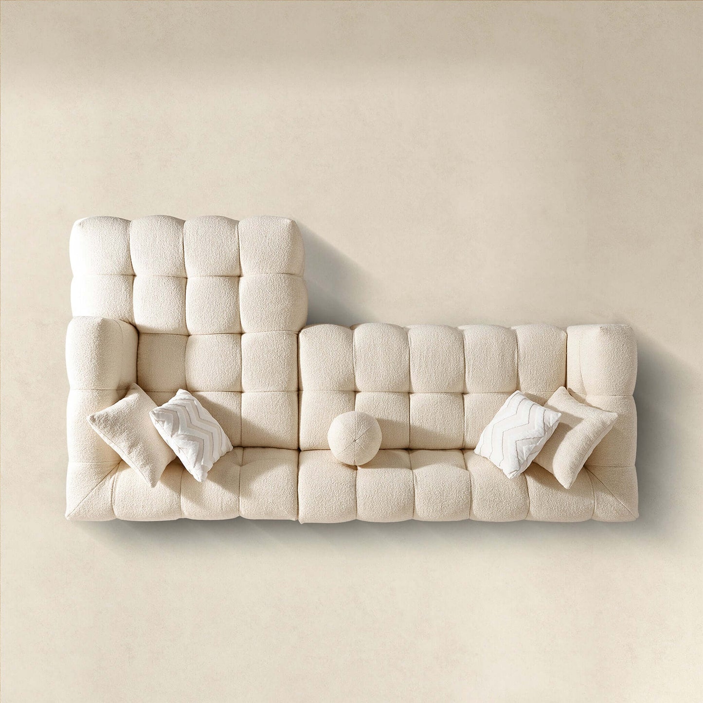 Alana 115" Tufted Ivory Boucle Right Sectional