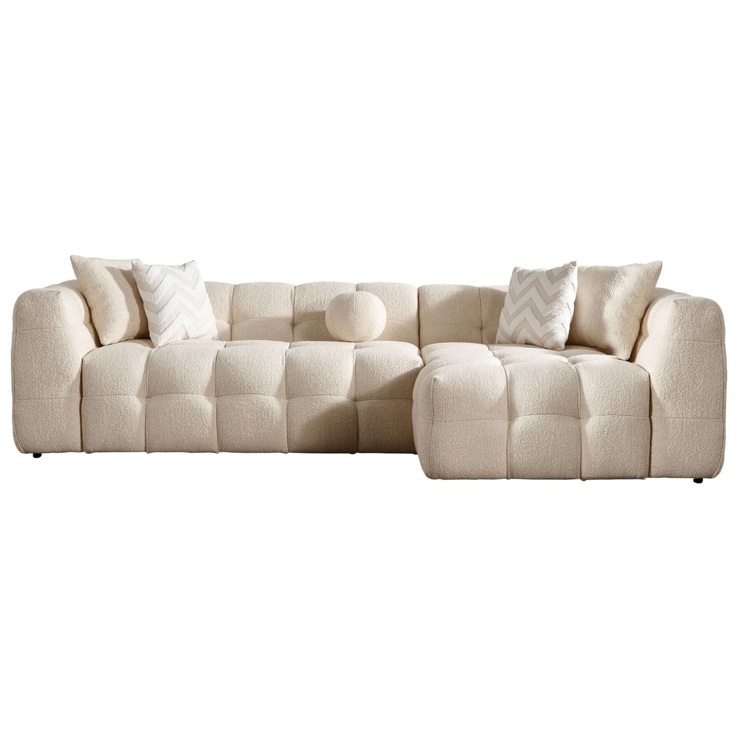 Alana 115" Tufted Ivory Boucle Right Sectional