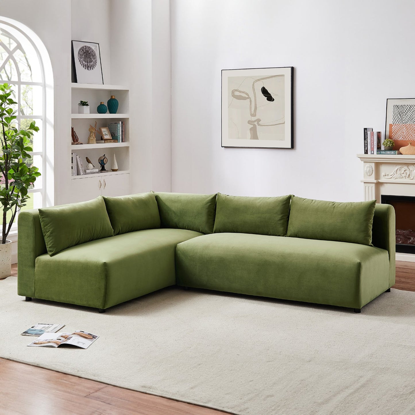 Aleny 140" Green Velvet Modular Corner Sectional