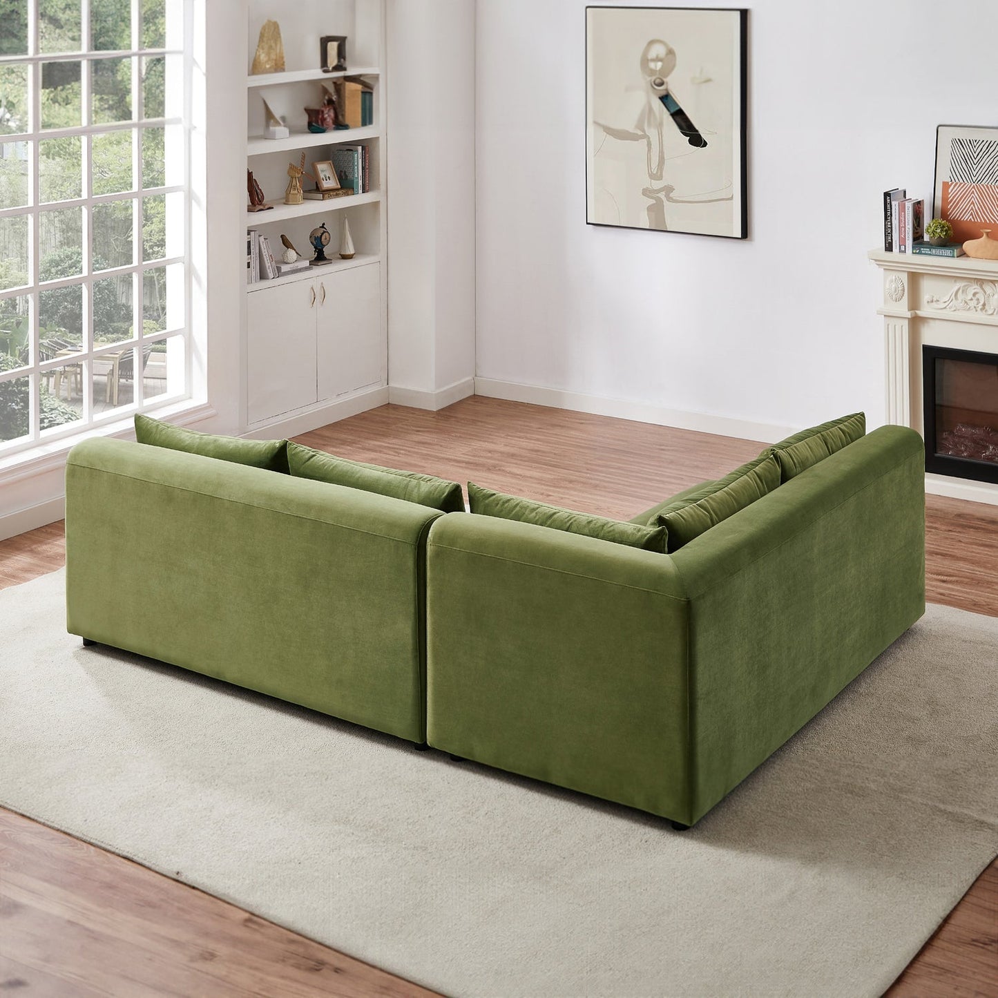Aleny 140" Green Velvet Modular Corner Sectional