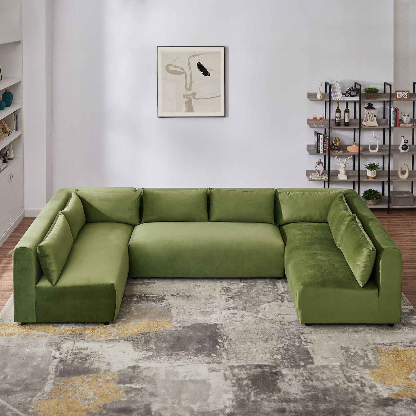 Aleny 140" Green Velvet Modular Corner Sectional