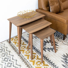 Load image into Gallery viewer, Ronald Mid-Century Modern MDF Nesting Accent Tables In Walnut (Set Of 3)