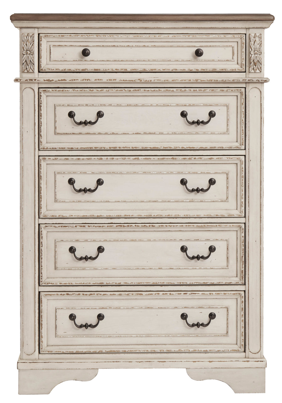 Realyn Chipped White Bedroom Set B743