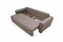 Load image into Gallery viewer, Brera Brown/Blue 3-Seater Sofa Bed with Storage