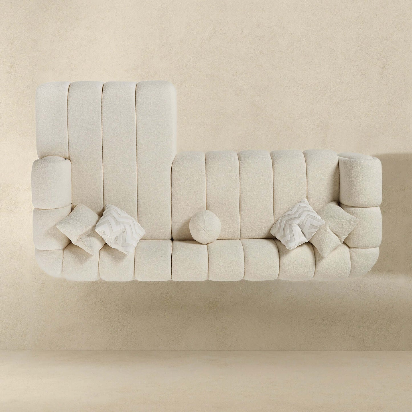 Beatrice 115" Modern Tufted Ivory Boucle Sectional