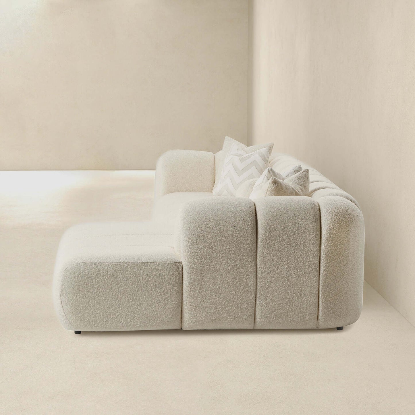 Beatrice 115" Modern Tufted Ivory Boucle Sectional