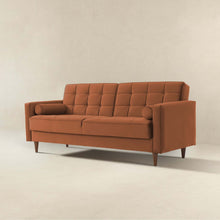 Load image into Gallery viewer, Baneton Mid-Century Modern Burnt Orange Velvet Sleeper Sofa