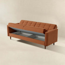Load image into Gallery viewer, Baneton Mid-Century Modern Burnt Orange Velvet Sleeper Sofa