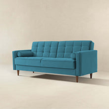 Load image into Gallery viewer, Baneton Mid-Century Modern Teal Velvet Sleeper Sofa