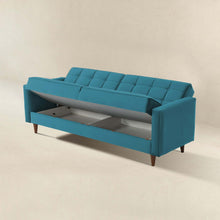 Load image into Gallery viewer, Baneton Mid-Century Modern Teal Velvet Sleeper Sofa