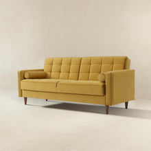 Load image into Gallery viewer, Baneton Mid-Century Modern Yellow Velvet Sleeper Sofa