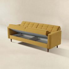 Load image into Gallery viewer, Baneton Mid-Century Modern Yellow Velvet Sleeper Sofa