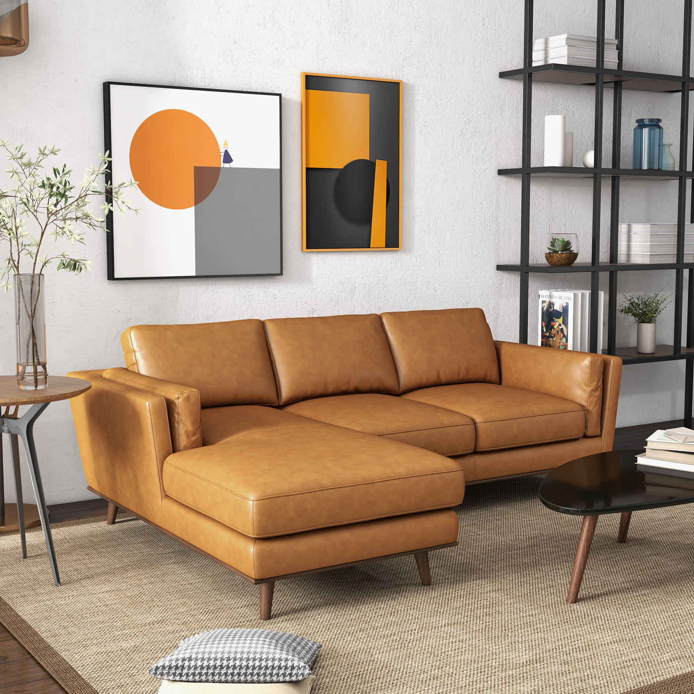 Chase 92" Tan Genuine Leather LAF Sectional