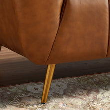Load image into Gallery viewer, Ava Genuine Italian Tan Leather Channel Tufted Sofa